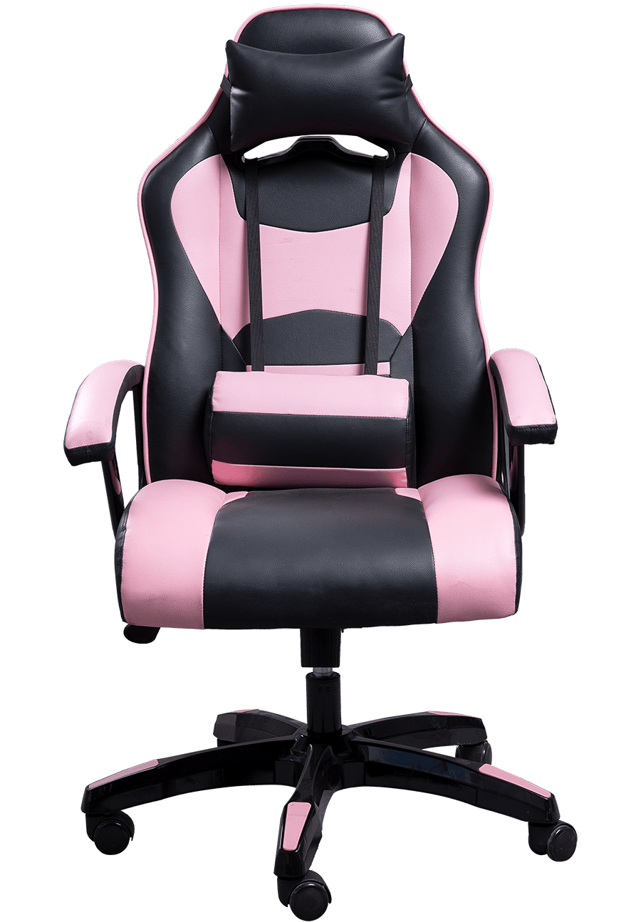 Black Pink Synthetic Leather Women Children Computer Chair Adjustable Height Backrest Gaming Chair