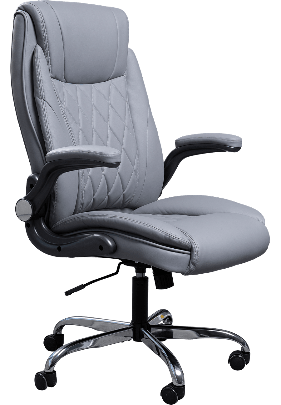 Luxury Comfortable High Back Grey Leather Executive Chair Swivel Adjustable Height Ergonomic Office Chair Boss Chair details