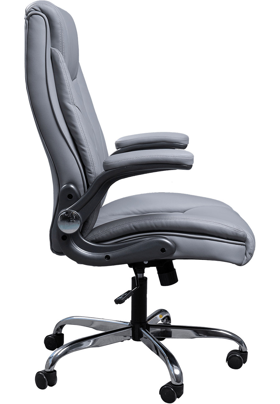 Luxury Comfortable High Back Grey Leather Executive Chair Swivel Adjustable Height Ergonomic Office Chair Boss Chair details