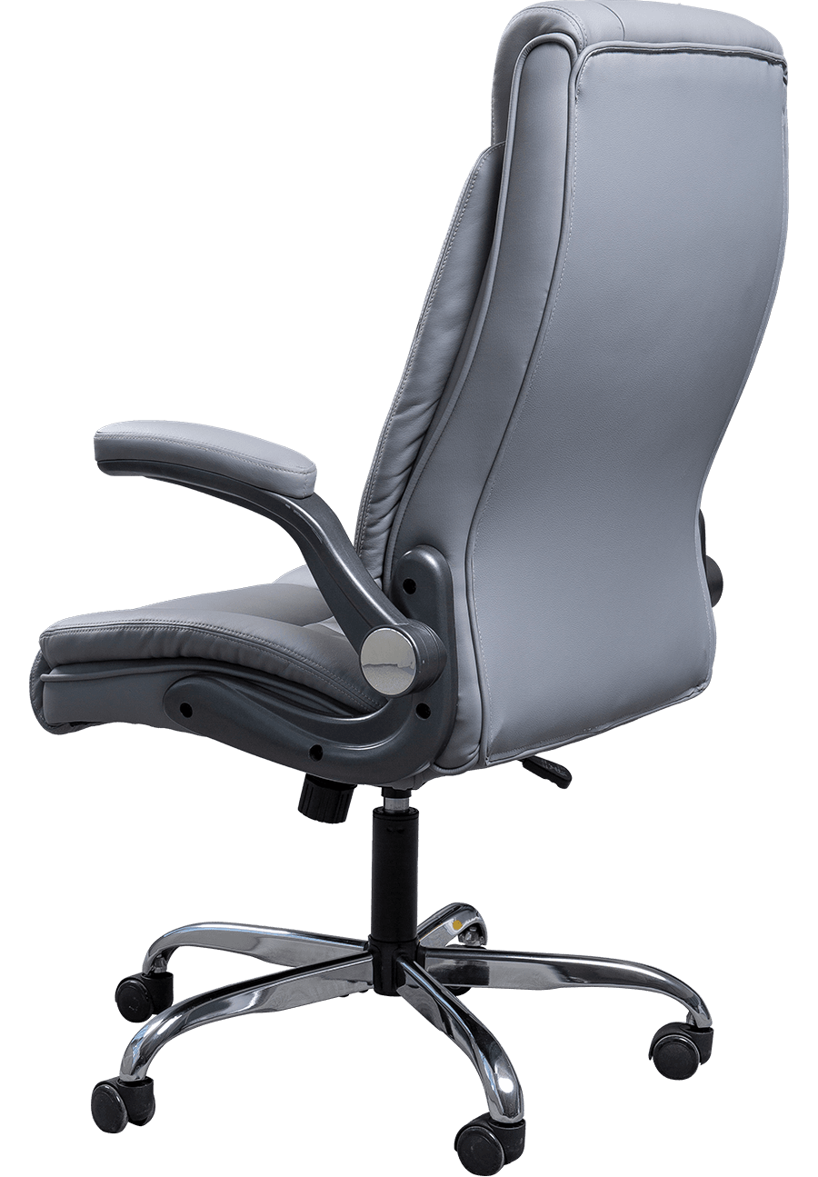 Luxury Comfortable High Back Grey Leather Executive Chair Swivel Adjustable Height Ergonomic Office Chair Boss Chair details