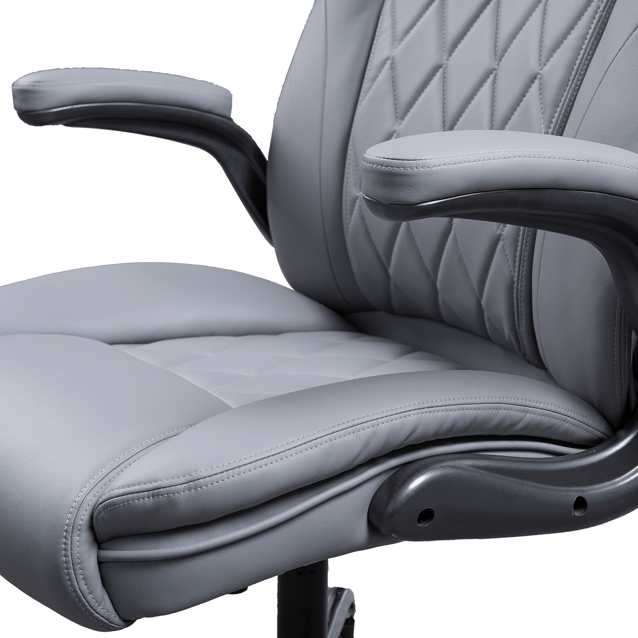 Luxury Comfortable High Back Grey Leather Executive Chair Swivel Adjustable Height Ergonomic Office Chair Boss Chair details