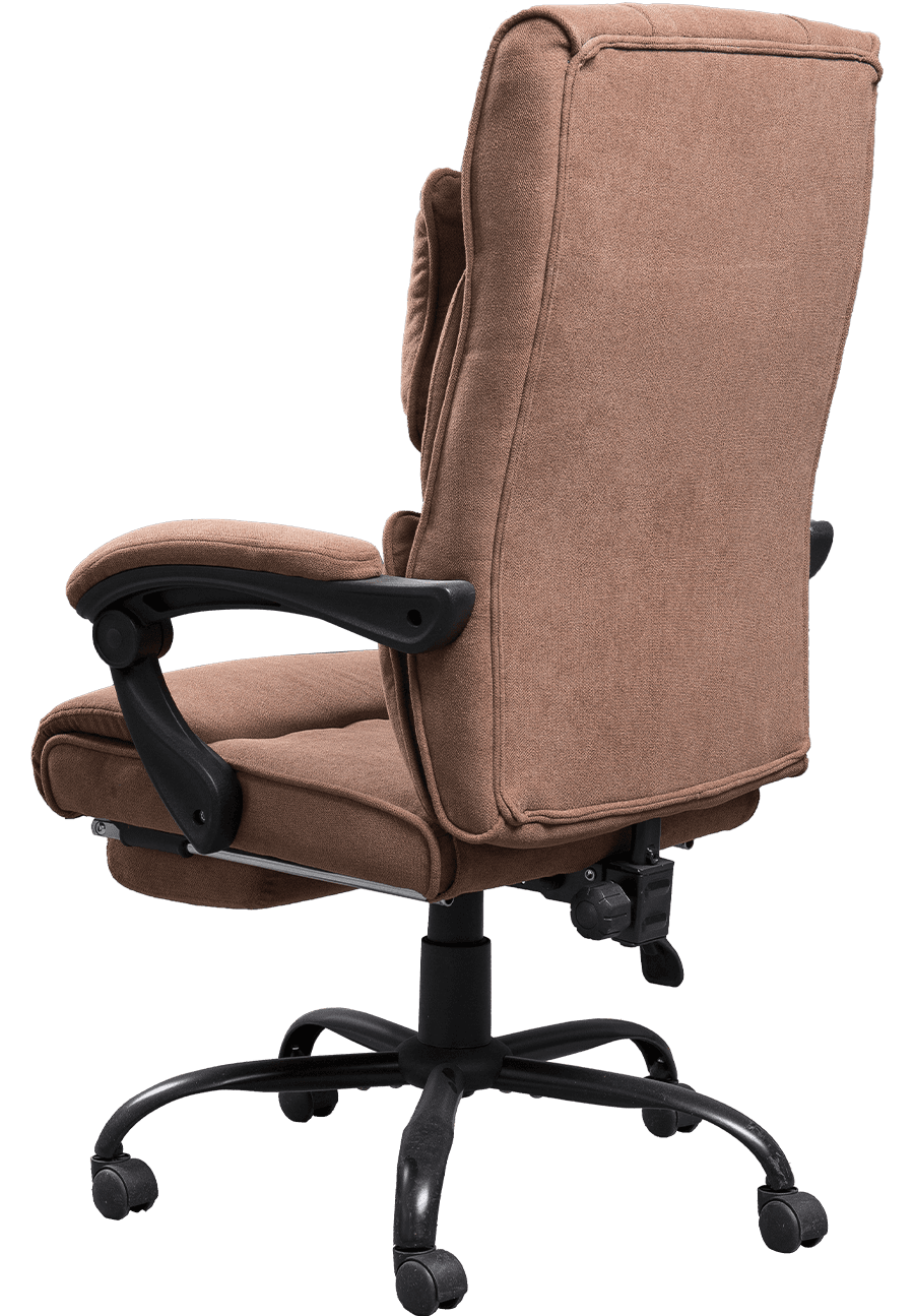 Fashion Design Brown Linen Fabric Office Chair Ergonomic Boss Chair Soft Fabric Linkage Armrest With Footrest  details