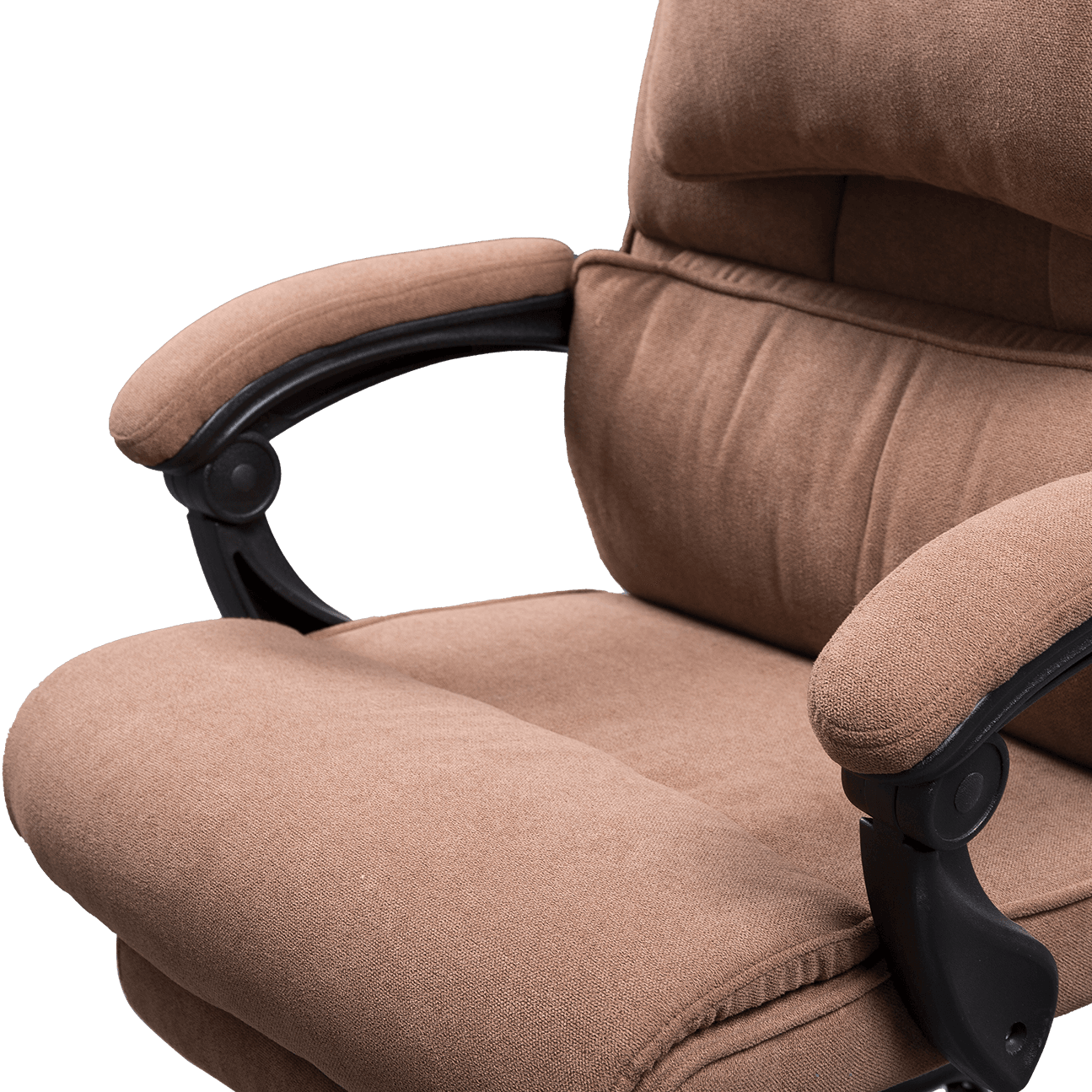 Fashion Design Brown Linen Fabric Office Chair Ergonomic Boss Chair Soft Fabric Linkage Armrest With Footrest  details