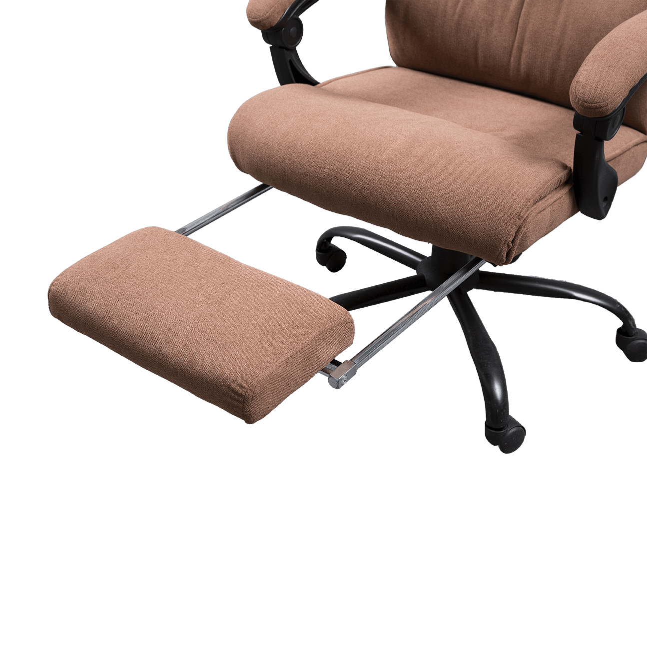 Fashion Design Brown Linen Fabric Office Chair Ergonomic Boss Chair Soft Fabric Linkage Armrest With Footrest  details