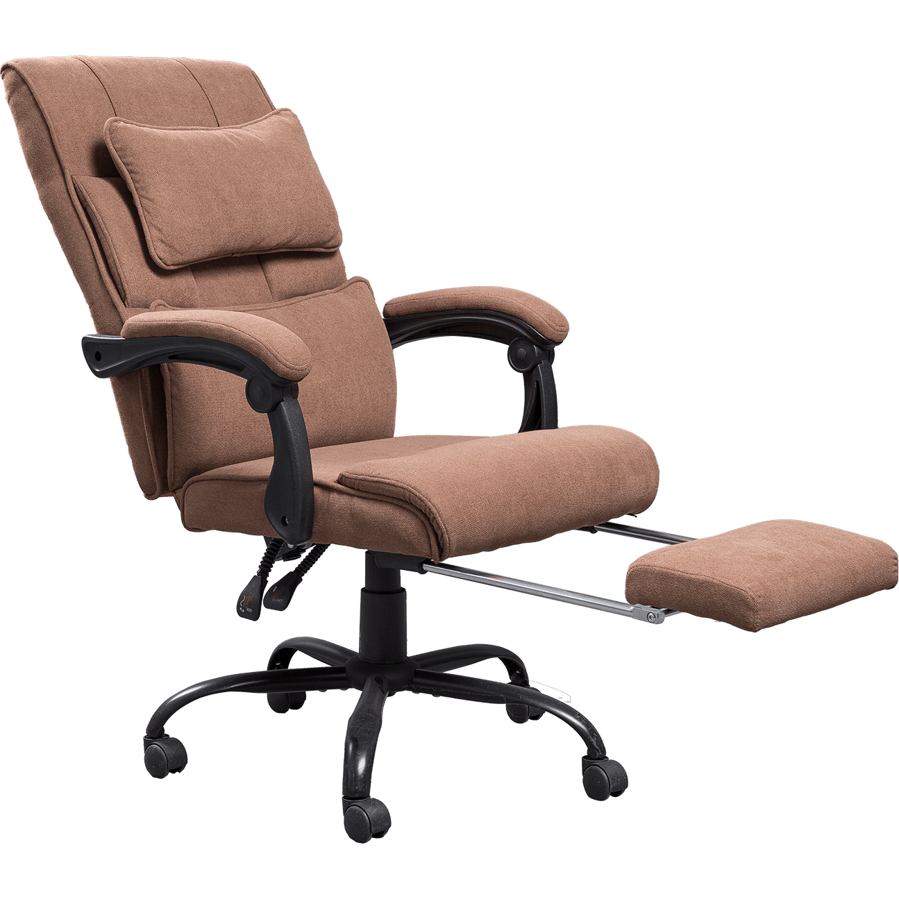 Fashion Design Brown Linen Fabric Office Chair Ergonomic Boss Chair Soft Fabric Linkage Armrest With Footrest  details