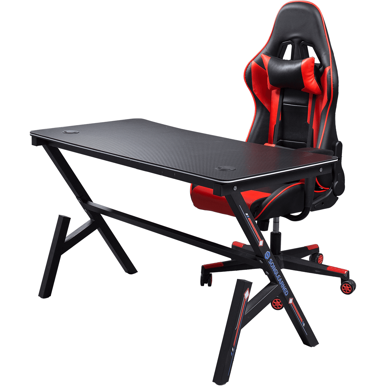 Scratch Water Resistent Durable Black Professional Customized R-Shape Computer Gaming Desk